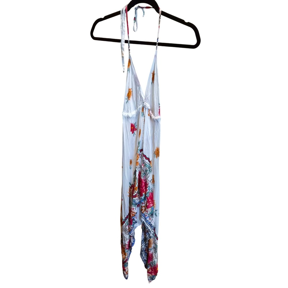 Johana Cuevas Floral Halter Cover Up White One Size Talla Unica Boho Resortwear